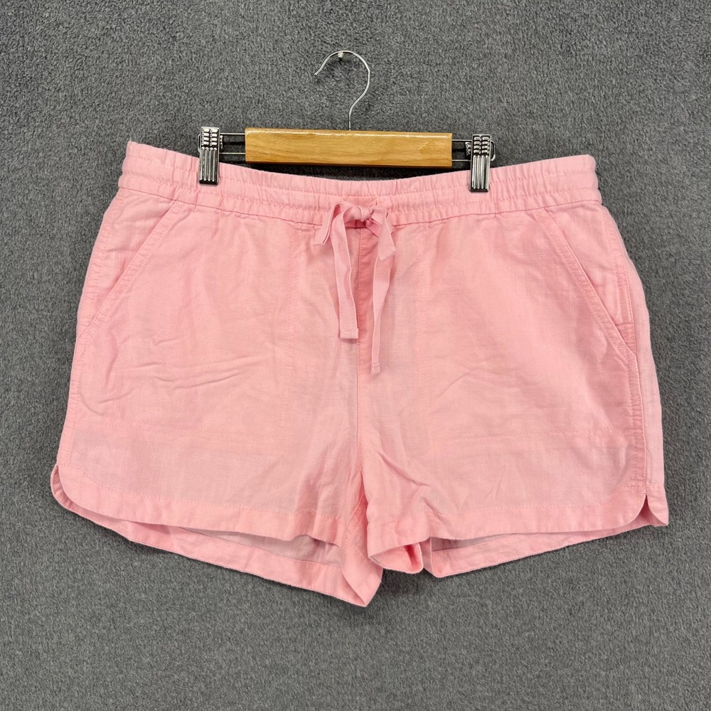 J.Crew Linen Blend Pull On Shorts Womens Medium Pink Drawstring Summer Beach